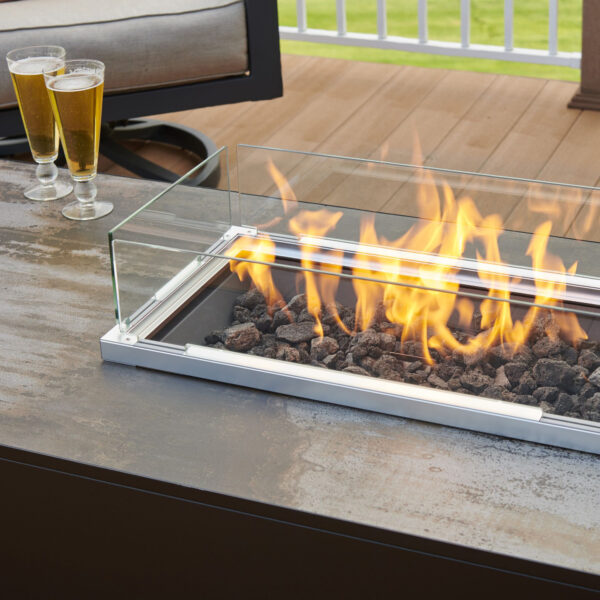 Rectangular Fire Tables - Kinney with Lave and Fold Down Wind Guard