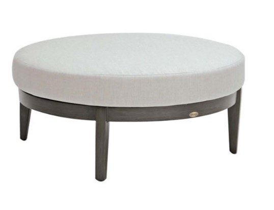 Outdoor round ottoman with sunbrella cushion