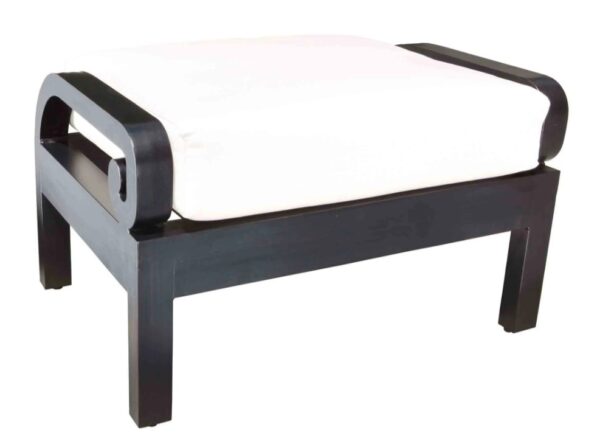 Black aluminum outdoor ottoman with cushion