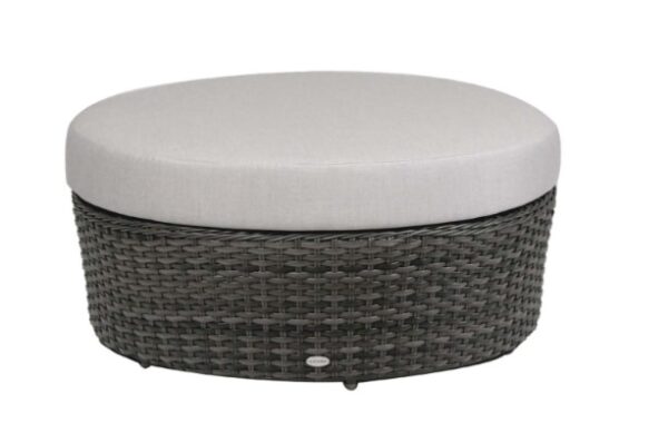 Large round outdoor ottoman with sunbrella cushion