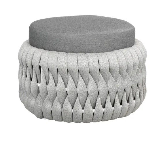 SOL Rope outdoor ottoman with cushion